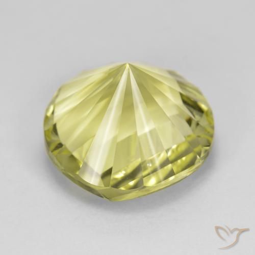 Cuarzo Amarillo verdoso natural de 8.91 ct, Redondo, VVS