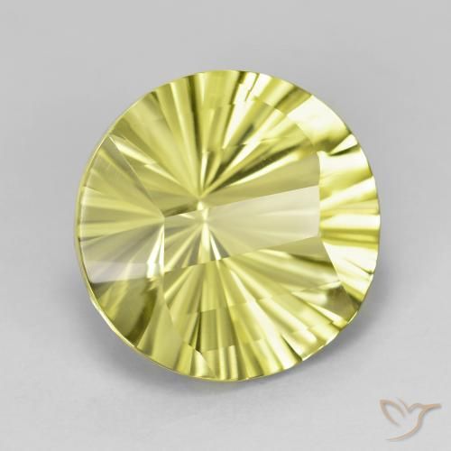 Cuarzo Amarillo verdoso natural de 8.95 ct, Redondo, VVS