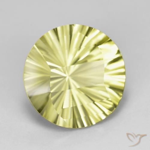 Cuarzo Amarillo medio natural de 8.22 ct, Redondo, VVS