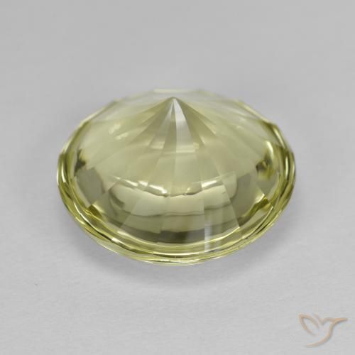 Cuarzo Amarillo verdoso claro natural de 5.17 ct, Redondo, Transparente