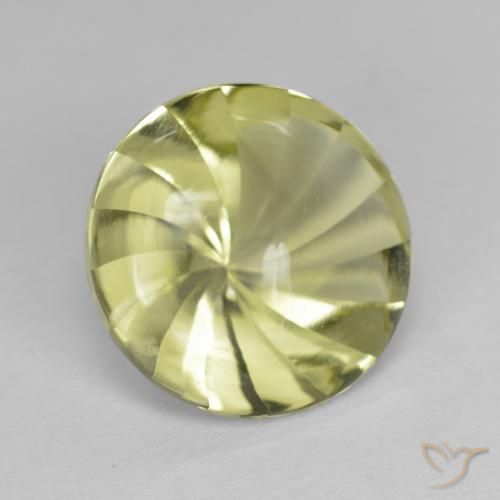 Cuarzo Amarillo verdoso natural de 5.17 ct, Redondo, Transparente