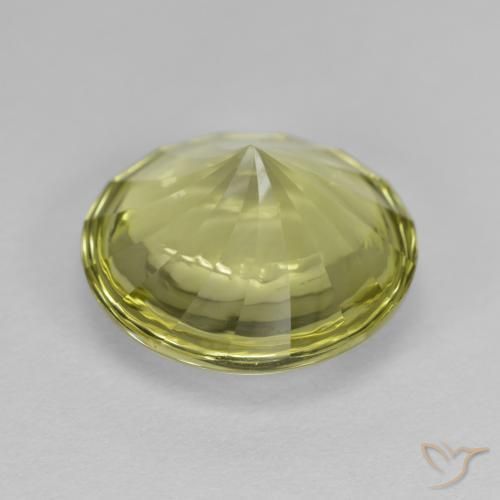 Cuarzo Amarillo verdoso natural de 5.17 ct, Redondo, Transparente