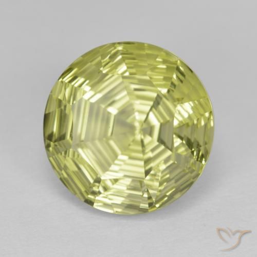 Cuarzo Amarillo medio natural de 6.24 ct, Redondo, Transparente
