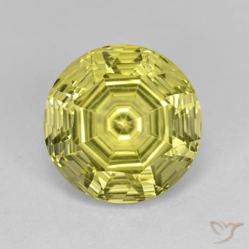 6.17ct Natural Amarillo verdoso Cuarzo, Redondo, VVS