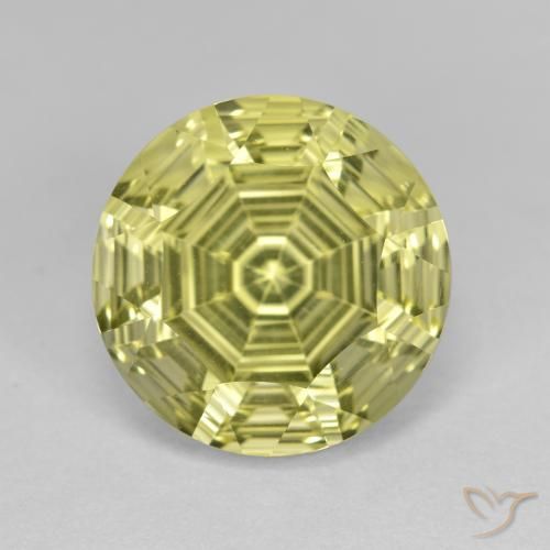 6.41ct Natural Amarillo verdoso Cuarzo, Redondo, VVS