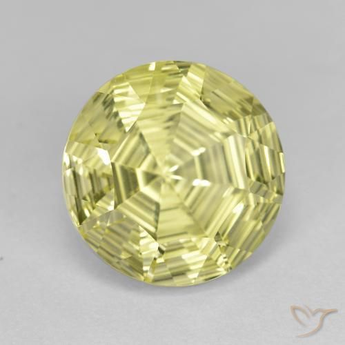 Cuarzo Amarillo verdoso natural de 6.41 ct, Redondo, VVS