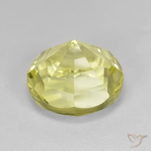 Cuarzo Amarillo verdoso natural de 6.41 ct, Redondo, VVS