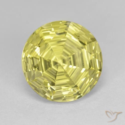 Cuarzo Amarillo claro natural de 6.33 ct, Redondo, VVS