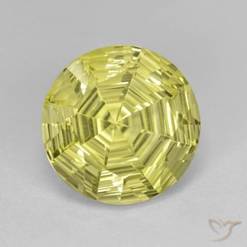 Cuarzo Amarillo limón natural de 6.39 ct, Redondo, VVS