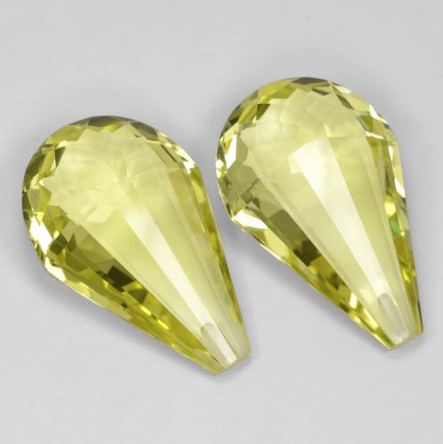 Gemas de Cuarzo Amarillo claro natural de 29.43 ct, Corte Briolette, VVS
