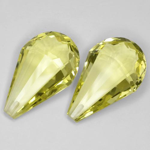 Gemas de Cuarzo Amarillo claro natural de 29.43 ct, Corte Briolette, VVS