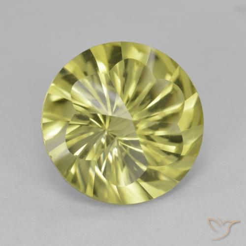 Cuarzo Amarillo limón natural de 4.90 ct, Redondo, VVS