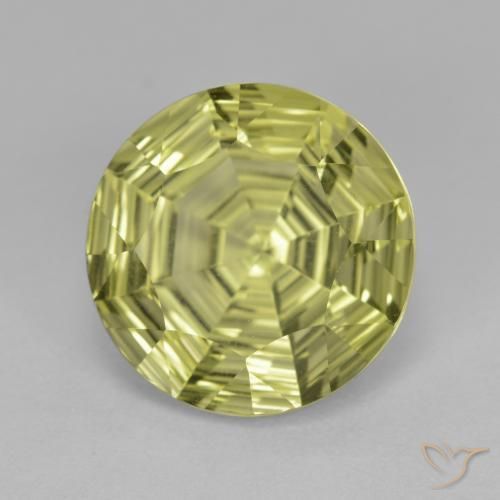 Cuarzo Amarillo medio natural de 5.57 ct, Redondo, VVS