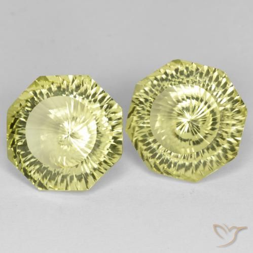 Gemas de Cuarzo Amarillo limón natural de 15.71 ct, Corte Octágono / Esmeralda, VVS