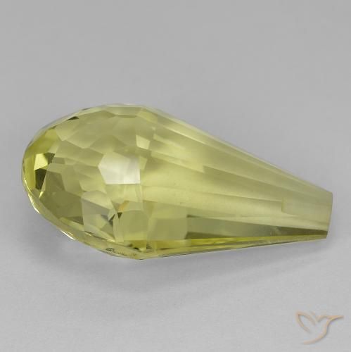 Cuarzo Amarillo claro natural de 19.11 ct, Corte Briolette, VVS-VS