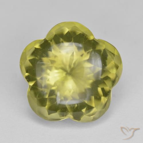 11.91ct Natural Amarillo piña Cuarzo, Corte Flor, Transparente