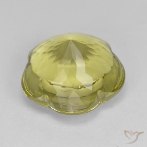 Cuarzo Amarillo piña natural de 11.91 ct, Corte Flor, Transparente
