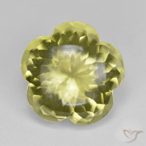 11.16ct Natural Amarillo verdoso Cuarzo, Corte Flor, Transparente
