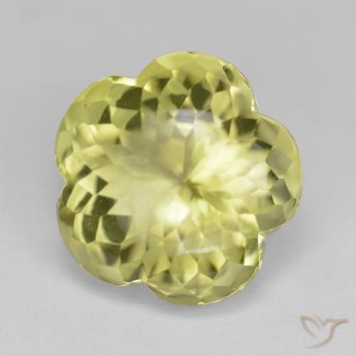 Cuarzo Amarillo verdoso natural de 11.16 ct, Corte Flor, Transparente