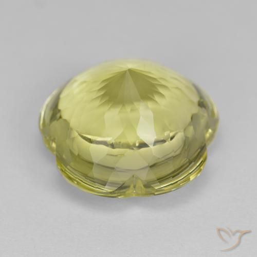 Cuarzo Amarillo verdoso natural de 11.16 ct, Corte Flor, Transparente
