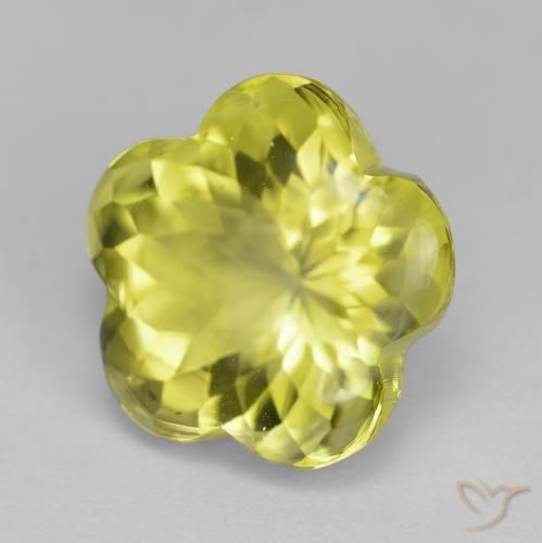 Cuarzo Amarillo piña claro natural de 10.71 ct, Corte Flor, Transparente