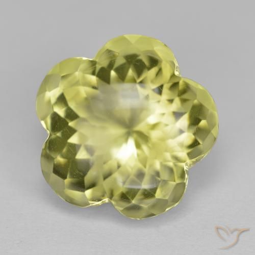 Cuarzo Amarillo medio natural de 11.33 ct, Corte Flor, Transparente