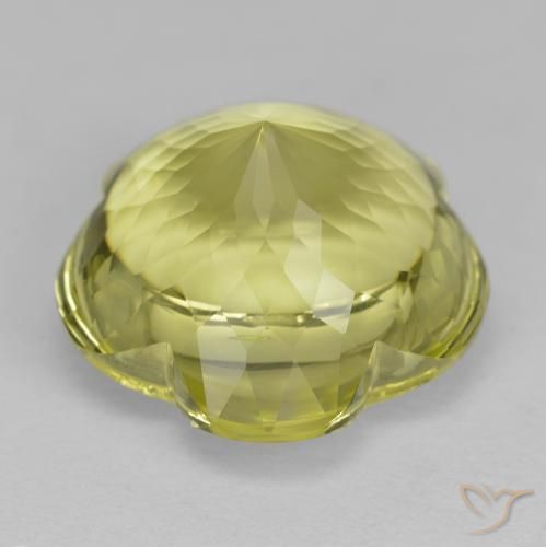 Cuarzo Amarillo medio natural de 11.33 ct, Corte Flor, Transparente
