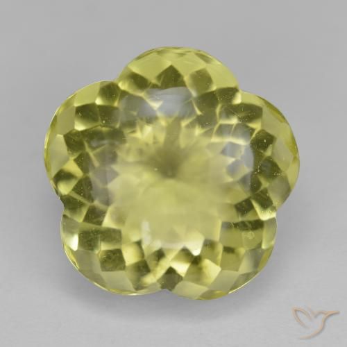 13.86ct Natural Amarillo verdoso Cuarzo, Corte Flor, Transparente