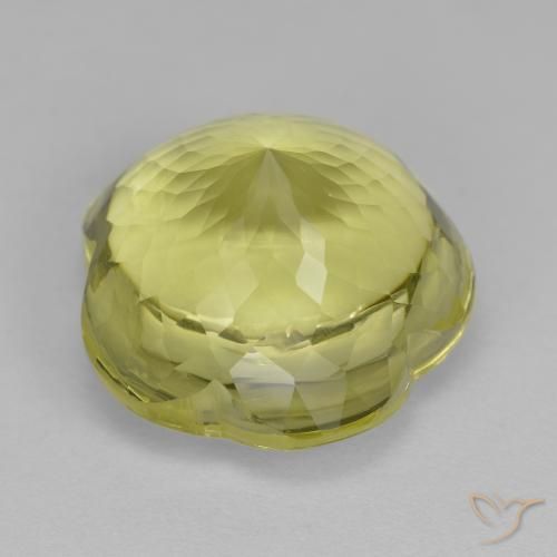 Cuarzo Amarillo verdoso natural de 13.86 ct, Corte Flor, Transparente