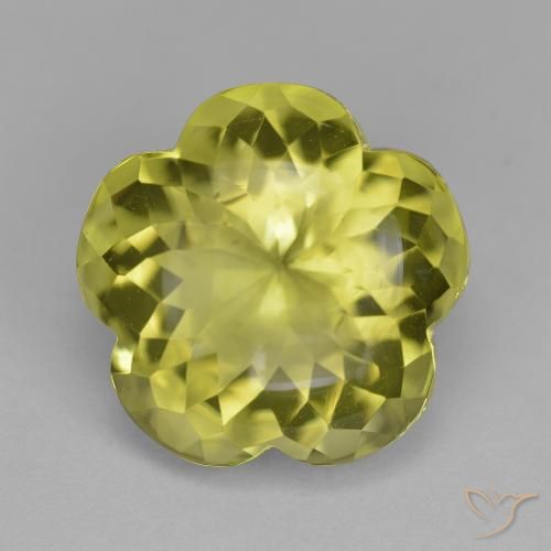 11.31ct Natural Amarillo limón Cuarzo, Corte Flor, Transparente