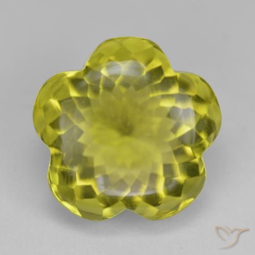 14.78ct Natural Amarillo verdoso Cuarzo, Corte Flor, Transparente