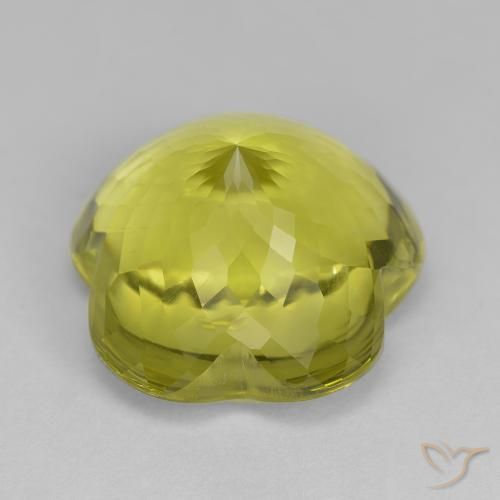 Cuarzo Amarillo verdoso natural de 14.78 ct, Corte Flor, Transparente