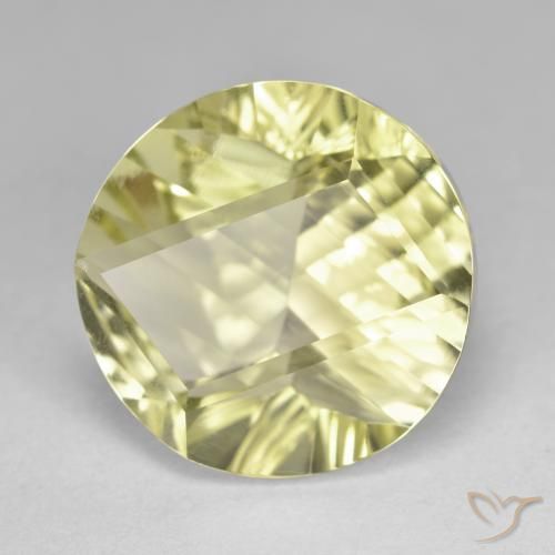 Cuarzo Amarillo claro natural de 10.70 ct, Redondo, VVS