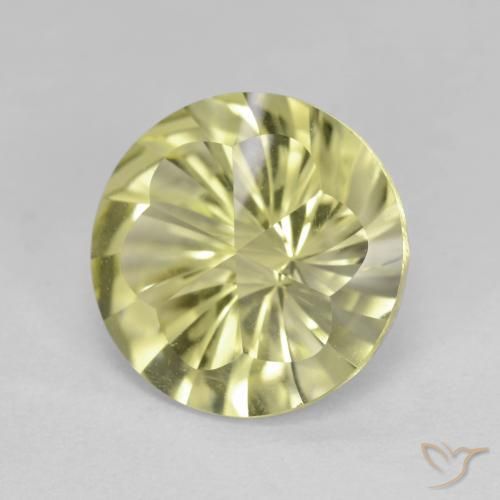 Cuarzo Amarillo medio natural de 4.91 ct, Redondo, VVS-VS