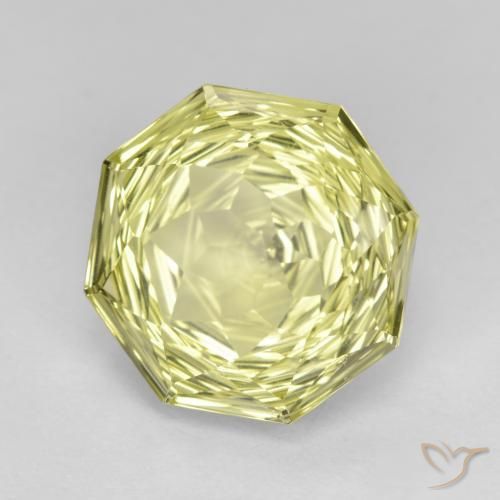 Cuarzo Amarillo claro medio natural de 5.91 ct, Corte Octágono / Esmeralda, VVS