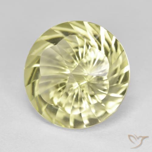 Cuarzo Amarillo claro medio natural de 10.08 ct, Redondo, VVS