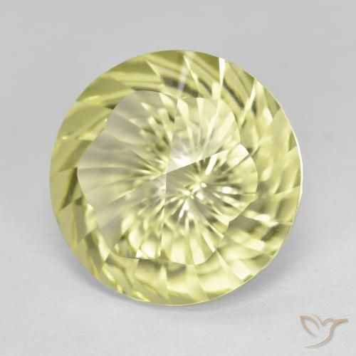 Cuarzo Amarillo claro natural de 9.77 ct, Redondo, VVS-VS