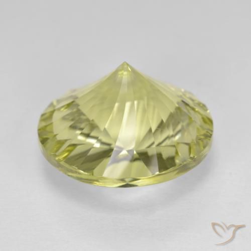 Cuarzo Amarillo claro natural de 9.77 ct, Redondo, VVS-VS