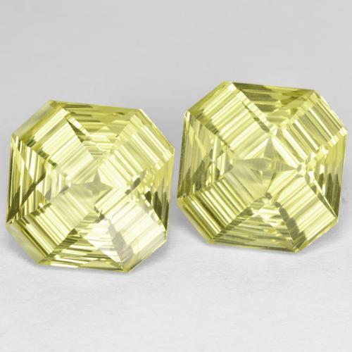 Gemas de Cuarzo Amarillo claro medio natural de 12.99 ct, corte esmeralda, VVS