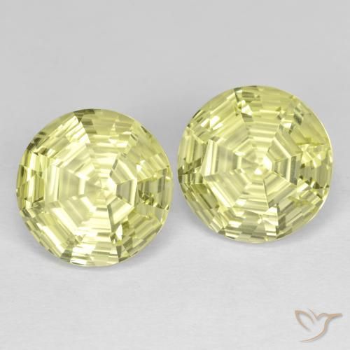 Gemas de Cuarzo Amarillo claro natural de 7.04 ct, Redondo, VVS-VS