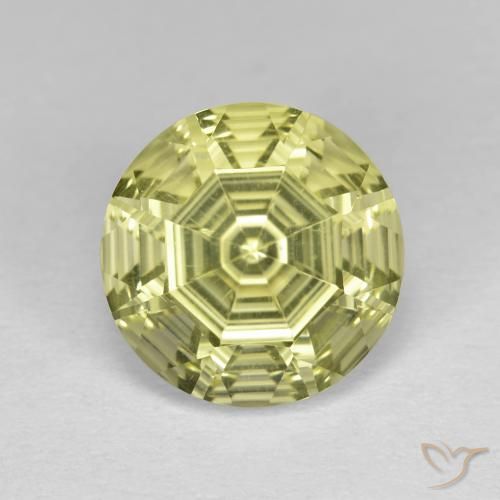 Cuarzo Amarillo verdoso natural de 3.62 ct, Corte Redondo, VVS-VS