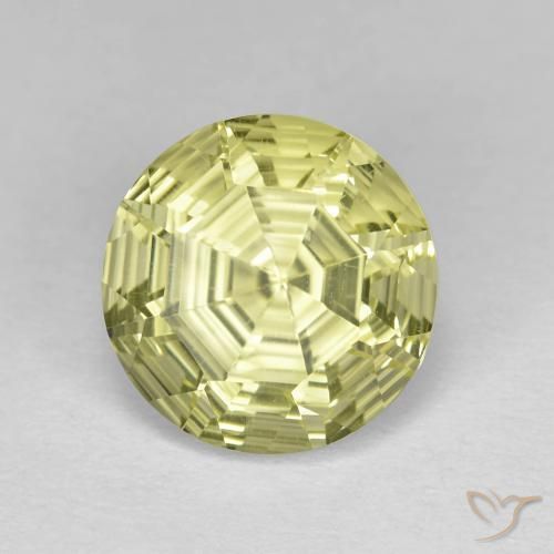 Cuarzo Amarillo verdoso natural de 3.62 ct, Corte Redondo, VVS-VS