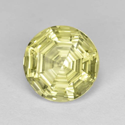 Cuarzo Amarillo medio natural de 3.51 ct, Corte Redondo, VVS