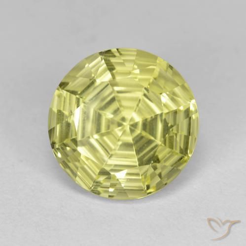Cuarzo Amarillo medio natural de 3.57 ct, Redondo, VVS