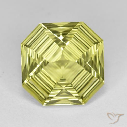 6.15ct Natural Amarillo verdoso Cuarzo, corte esmeralda, VVS