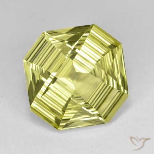 Cuarzo Amarillo verdoso natural de 6.15 ct, Corte Octágono / Esmeralda, VVS