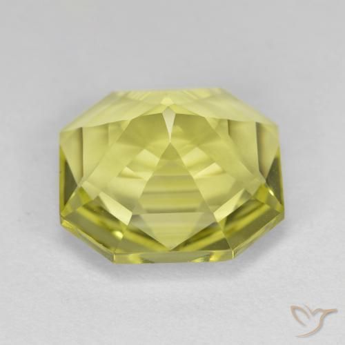 Cuarzo Amarillo verdoso natural de 6.15 ct, Corte Octágono / Esmeralda, VVS