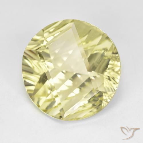 Cuarzo Amarillo claro natural de 9.66 ct, Redondo, VVS
