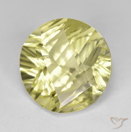 Cuarzo Amarillo verdoso natural de 9.92 ct, Redondo, VVS