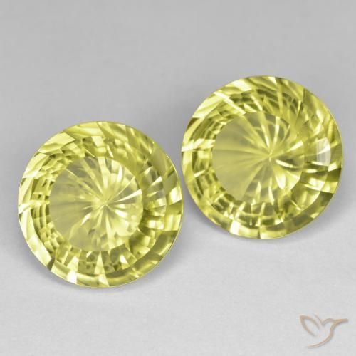 Gemas de Cuarzo Amarillo limón natural de 10.79 ct, Redondo, VVS-VS